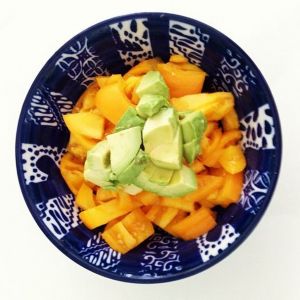 Orange tomatoes with avocado