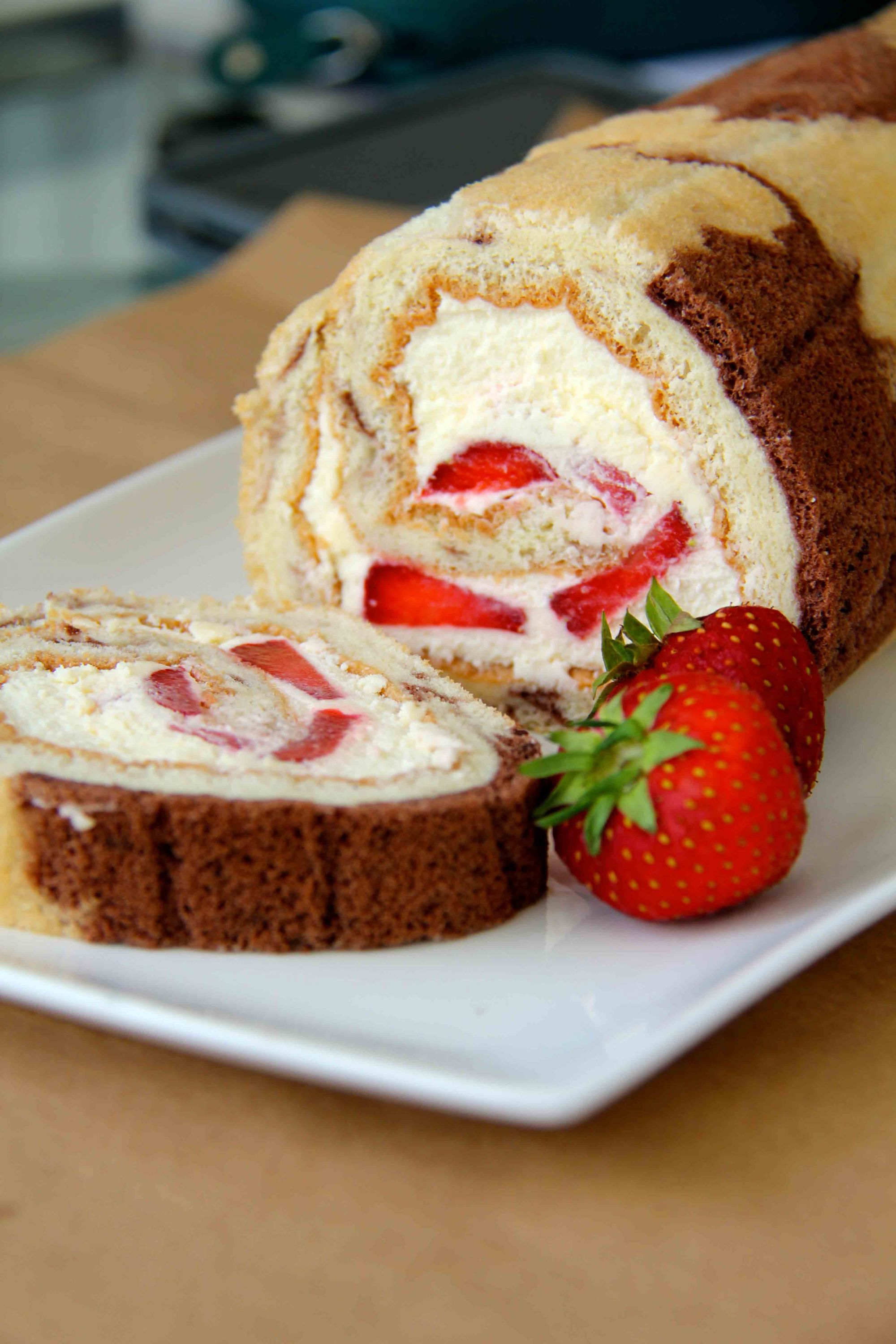 Recipe Vanilla & Strawberry Swiss Roll, rated 3.3/5 117 votes