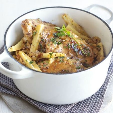 Honey mustard chicken pot with parsnips