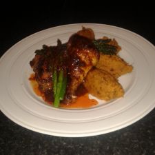 Moroccan marinated chicken with spiced sweet potato puree