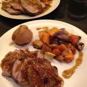 Roast Beef with Apples, Gravy and Paleo “Yorkshire Pudding”