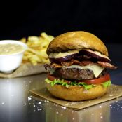 Big Beef Bacon Beetroot Burger with Dijonnaise Pickle Sauce