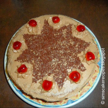 Vanilla Sponge Cake with Chocolate Buttercream & Glacé Cherries