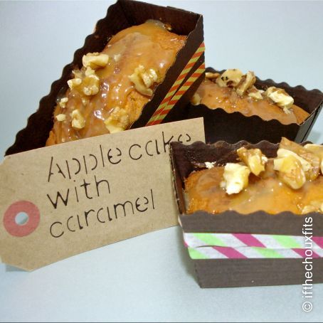 Apple loaf cake with caramel sauce