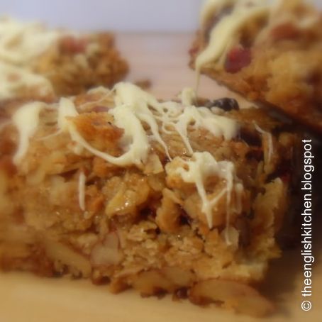 Cranberry, Pecan and White Chocolate Flap Jacks