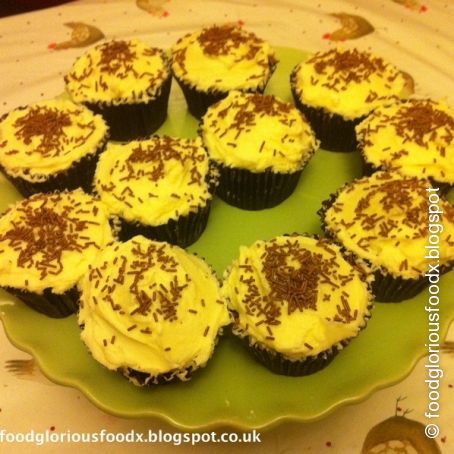 Chocolate and rum syrup cupcakes with lime buttercream.