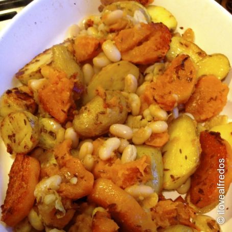 Pork - Cumin Roasted and Fried Squash and Cannellini Beans