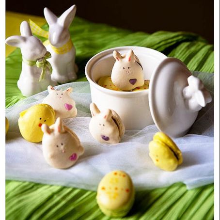 Easter Chocolate Ganache  Bunny, Egg  and Chick Macarons