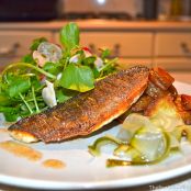 SeaBass Fillet with a Watercess, Fennel & Radish Salad and Pickled Cucumber