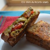 Pesto tomato and mozzarella sandwich