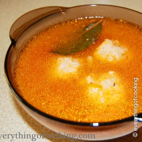 Rice Soup with Salmon Balls