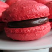 Red Macarons with Chocolate Ganache