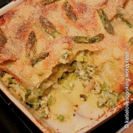 Summer feta and green veg lasagne