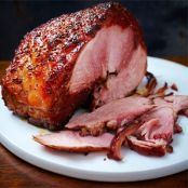 Roast Gammon with Blackened Crackling with Citrus, Rum and Raisin Sauce