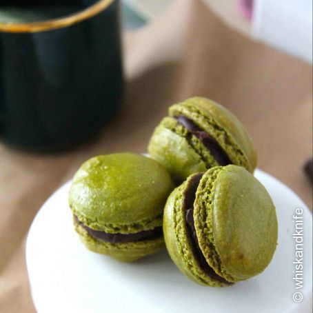 Matcha Macarons with Bittersweet Chocolate Ganache