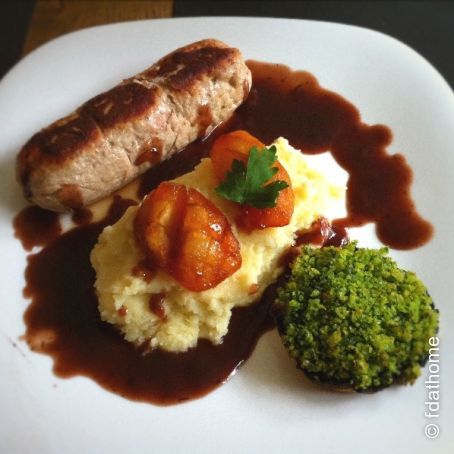 Boudin Blanc, Smoked Pomme Puree and Caramelised Apples