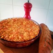 Mexican Pasta bake with a nacho crumb