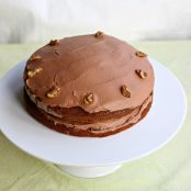 Coffee and walnut cake with chocolate buttercream frosting