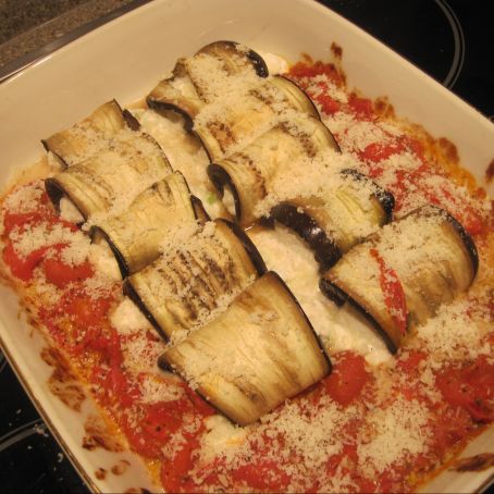 Spinach, Mozzarella & Ricotta Aubergine Rolls