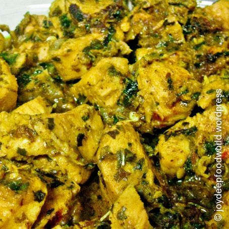 Methi Chicken (Slow cooked chicken in fenugreek leaves)