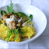 Yoghurt Chilli Chicken with rocket and herbed Polenta