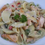 Seared Salmon and Prawn Pasta