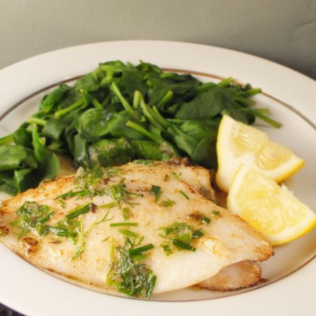 Lemon sole with Parmesan spinach