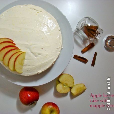 Apple layered cake with maple syrup icing