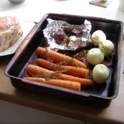 Pan roast rib of beef with thyme roasted vegetables - Step 1