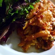 Tomato Pasta Bake with Salad