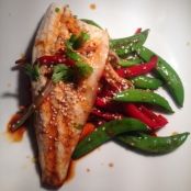 Grilled Sea Bass Fillets with Asian Stir-fried Vegetables