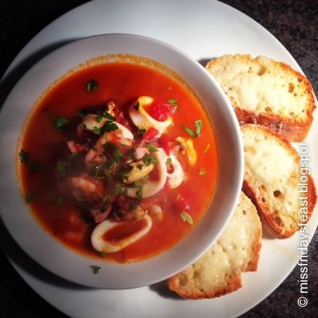 Tuscan Inspired Fish Stew with Cheesy Croutons