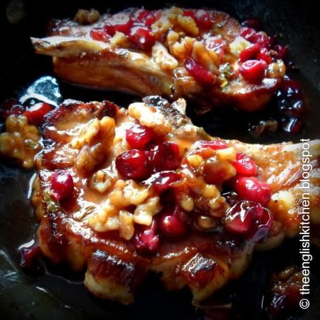 Pork Chops with a Gooseberry, Honey and Walnut Sauce