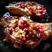 Pork Chops with a Gooseberry, Honey and Walnut Sauce
