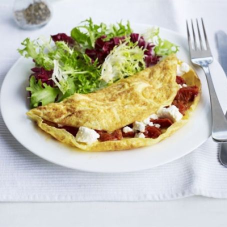 Feta and tomato omlette