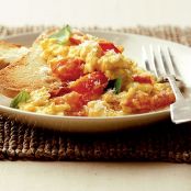 Tomato Basil and Cheese scrambled eggs