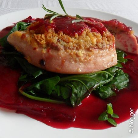 Roast Turkey With Cheese & Craker Crust and Beetroot Gravy