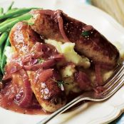 Onion gravy with sausages & mash