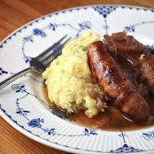 Sausages with Apple Parsnip Mash & Red Onion Gravy
