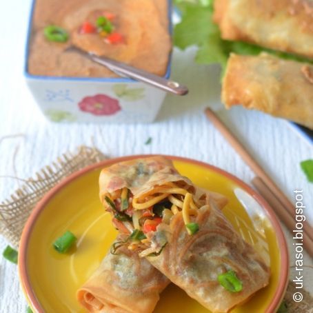 Chinese Spring Rolls- with Thai Peanut Sauce