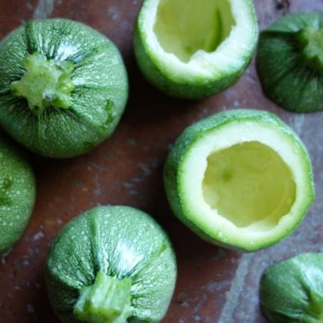 Stuffed Round Courgette with Yellow Rice and Vegetables