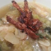 Poached Fish Broth with Chilli Potato Crisps
