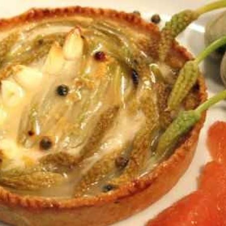 Wild asparagus tart and fresh almonds