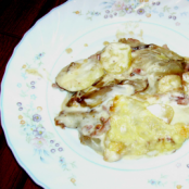 Potato, chicory and lardon bake with reblochon cheese