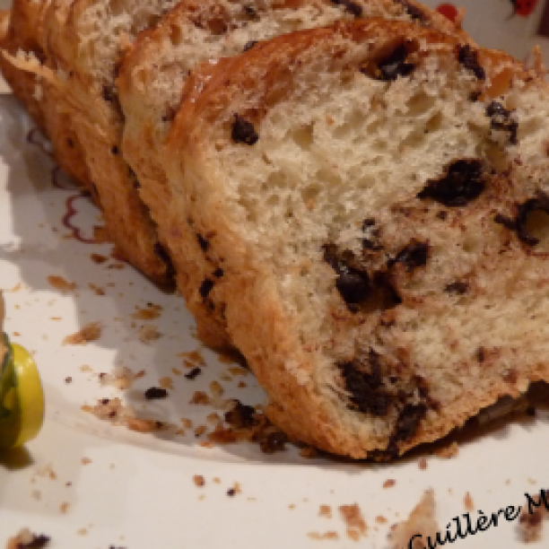 Brioche bun bread with chocolate chips