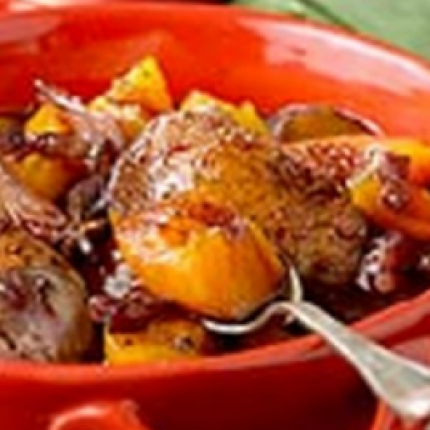 Coq au vin with a sweet nectarine twist