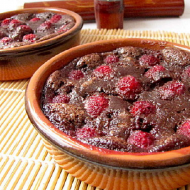 Mini Chocolate and Raspberry Puddings