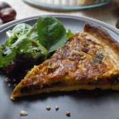 Autumn pumpkin, mushroom and chestnut tart