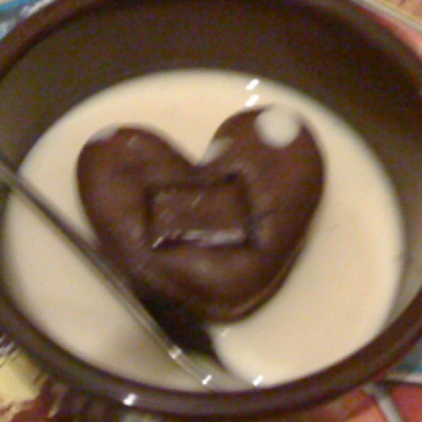 Moist chocolate walnut cakes with a melting chocolate heart