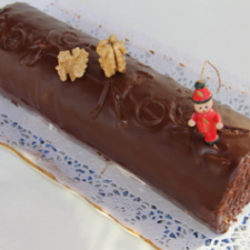 Christmas log with walnuts